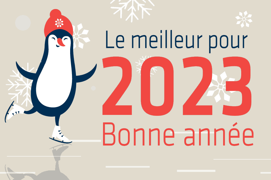 Bonne année 2022 carte gif pingouin